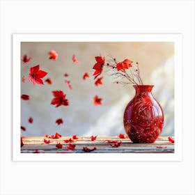 Autumn Leaves In A Vase Art Print