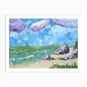 I Love Sea And Sea Loves Me - painting seascape impressionism brushstrokes bedroom living room Art Print