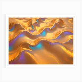 An Abstract Image Of A Flowing, Golden Liquid With Iridescent Highlights Art Print