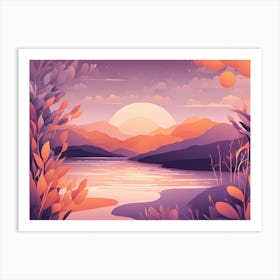 Sunset Landscape VECTOR ART 1 Art Print