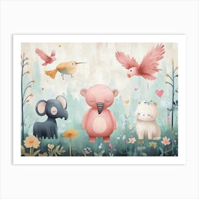 Animals and Pastel Colors Art Print