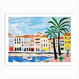 Livorno Italy Cute Watercolour Illustration 3 Art Print