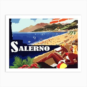 Salerno, Italy, Sunbathing Woman Art Print