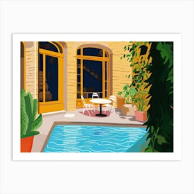 Patio With Big Pool, Hockney Style Art Print