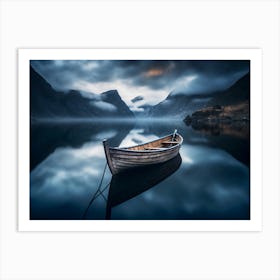 Boat In A Lake Art Print