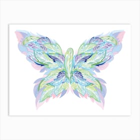 Vector Boho Style Shape Made Of Feathers 1 Art Print