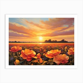 Sunset Poppy Field 2 Art Print