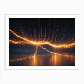 An Abstract Design Of Bright, Glowing Lines Resembling Lightning Bolts, Creating A Sense Of Energy And Movement Art Print