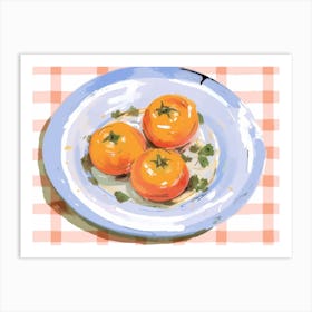A Plate Of Ripe Tomato, Top View Food Illustration, Landscape 4 Art Print
