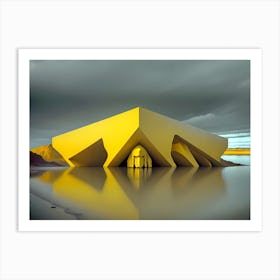 Yellow Building In The Water Art Print