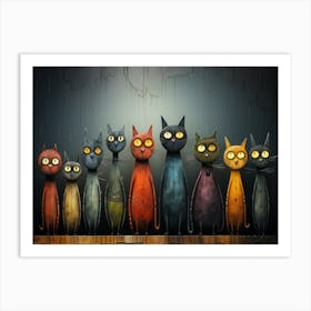 Cats In The Rain Art Print