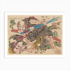 Rochishin Chopping Off The Head Of Nio, Katsushika Hokusai Art Print