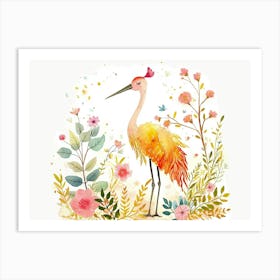 Little Floral Crane 2 Art Print