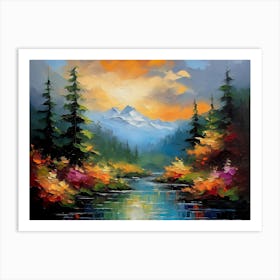 Sunset In The Mountains -Ai Art Print