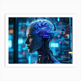 Abstract Conceptual Head Features Circuitry Integrating A Human Brain With Neural Lines And Electron 2 1 Art Print