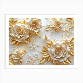 Gold Roses 1 Art Print