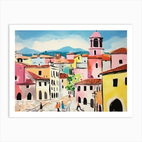 Bergamo Italy Cute Watercolour Illustration 2 Art Print