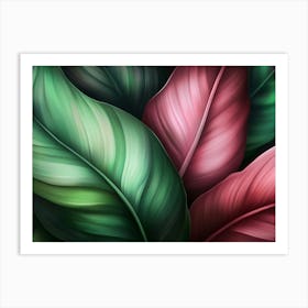 Red And Green Leaves 0002 Tropical 0003 Bp6586 Deep Green Tones No Red Exotic Tropical Leaves Creativ 25932b3d C8b1 479b Art Print