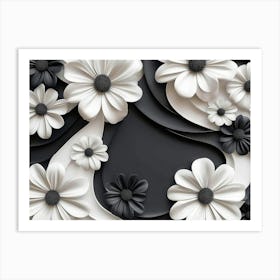 Black And White Flowers 2 Art Print