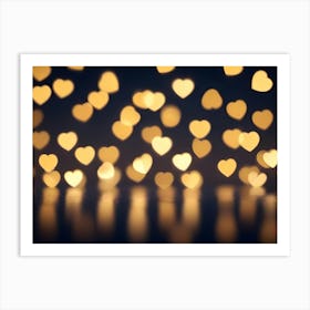 A Blurred Background Of Heart Shaped Lights In Shades Of Gold, Creating A Romantic And Festive Atmosphere 2 Art Print