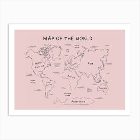 Pink Map Art Print
