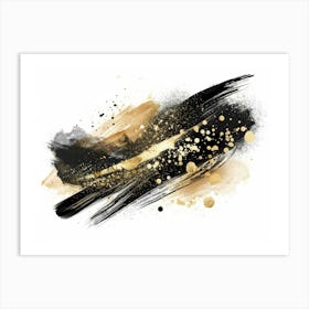 Gold And Black Abstract Painting 114 Art Print