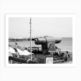 Binoculars Seafront Black And White Art Print