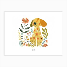 Little Floral Dog 1 Poster Art Print