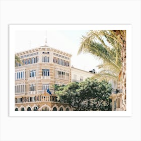 Palm Trees In Front Of A Building // Valencia, Spain, Travel Photography Art Print