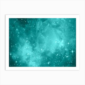 Teal Galaxy Space Background Art Print