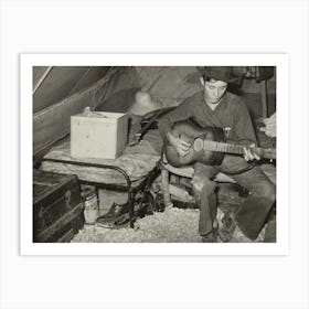 White Migrant Strawberry Picker On Bed In Tent Near Hammond, Louisiana By Russell Lee Art Print