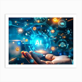 A Hand Holds A Glowing Blue Orb With Ai At Its Center 1 Art Print