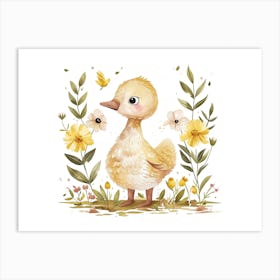 Little Floral Goose 1 Art Print