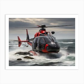 Helicopter In The Ocean Art Print