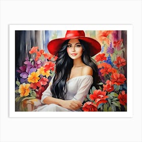 Girl Among Flowers 8 Art Print