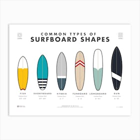 Surfboard Types Art Print