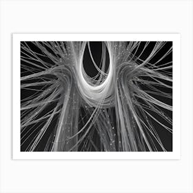 Abstract White Wires On A Black Background Art Print