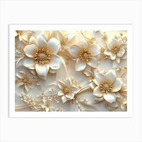 Gold Flowers Wallpaper 2 Art Print