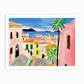 Palermo Italy Cute Watercolour Illustration 2 Art Print