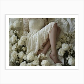 The Bride and the Wedding Night - White Dress and Roses Art Print