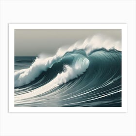 A Powerful, Cresting Ocean Wave About To Break, With Whitecaps And Swirling Water, Conveying The Raw Energy Of The Sea Art Print