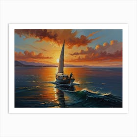 Sunset Sailboat 1 Art Print