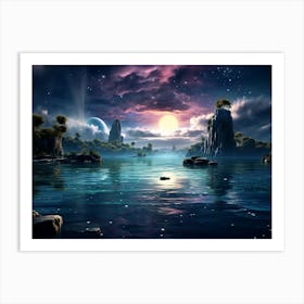 Moon Over The Water Art Print