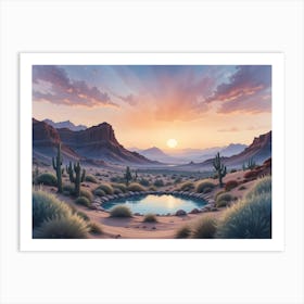 Sunset In The Desert 3 Art Print