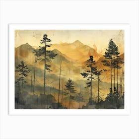 Landscape Retro Illustration 6 Art Print