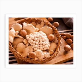 Mushrooms In A Basket Art Print