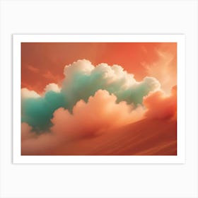 An Abstract And Surreal Image Of Colorful Clouds Over A Red Landscape, Creating A Sense Of Wonder And Beauty Art Print