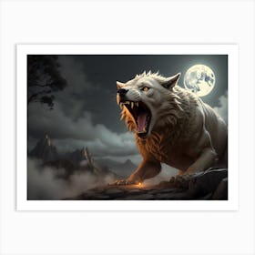 Wolf Howling At The Moon 2 Art Print