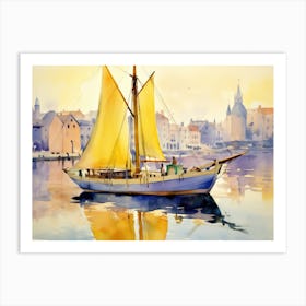 Sailboat In The Harbor Art Print