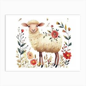 Little Floral Sheep 6 Art Print